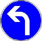 Bild: Verkehrszeichen 209-10 (Vorgeschriebene Fahrtrichtung Links - Abbiegepfeil). Link zu einer vergrößerten Bildansicht in einem neuen Browserfenster